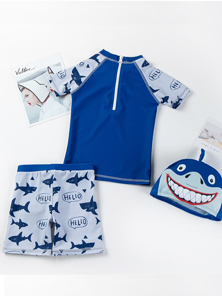 Badpak Jongen Shark Print Baby Een Stuk Badpak Badmode Rits Baden Kind Strand Swimmingpool Kleding Beachwear