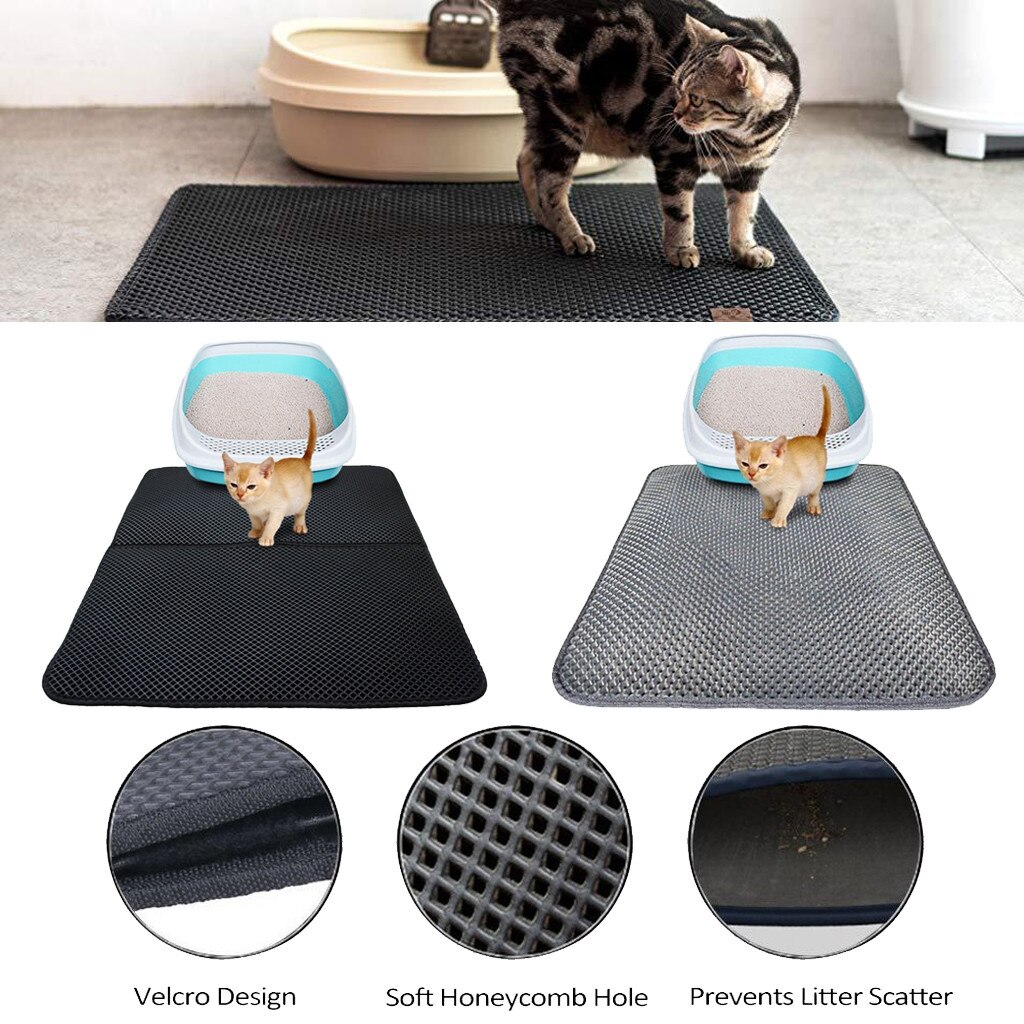 Double Layer Litter Cat Bed Pads Pet Cat Litter Mat Trapping Pets Litter Box Mat Pet Product Bed For Cats House Clean Mat #T2G