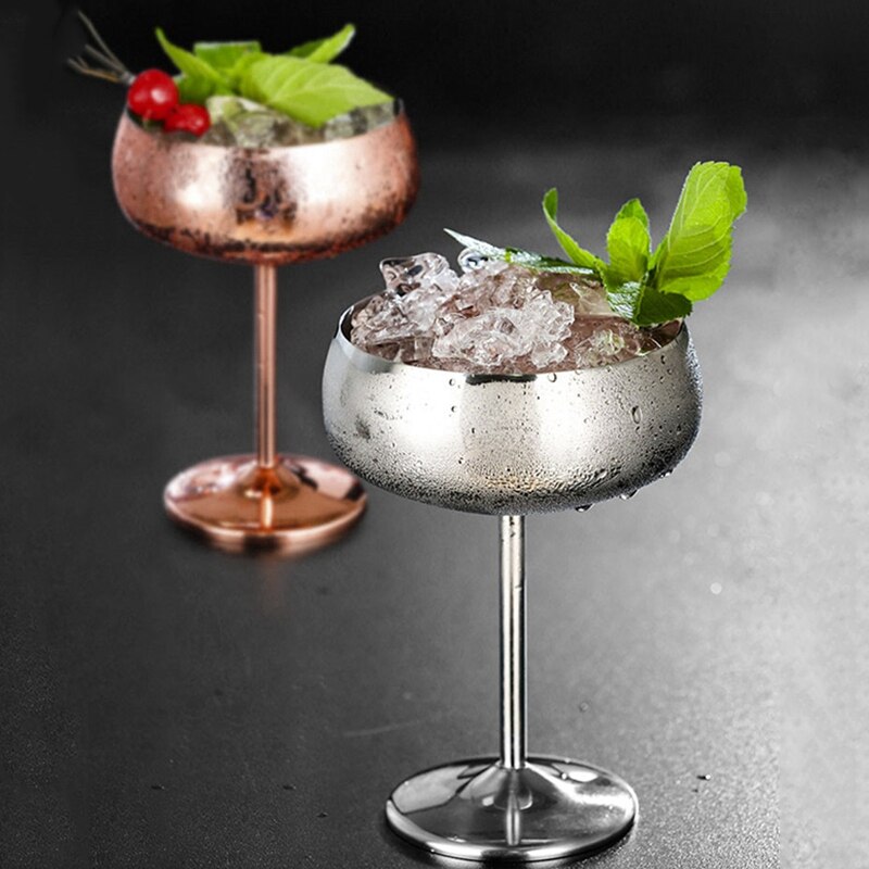 1 stk luksus 304 rustfrit stål cocktailglas cocktail juice drink champagne bæger fest barware køkkenredskaber rosa guld