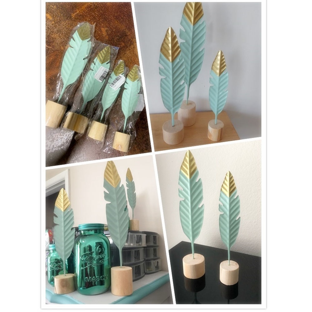 Moderne fjer træ dekorationer enkle miniaturer figurer til stue bord kontor boligindretning tilbehør dekoration