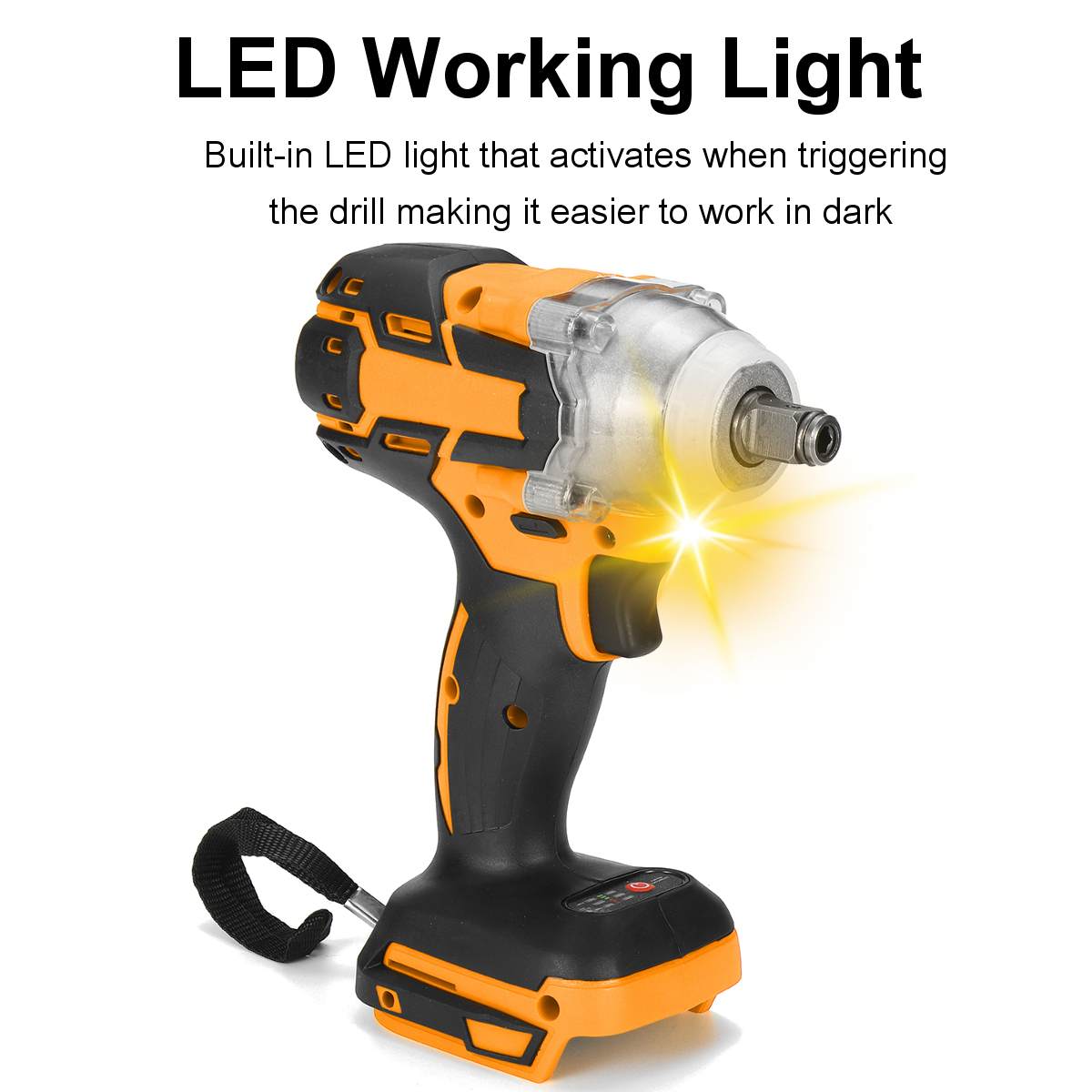 18V 800Nm Torque Electric Wrench Brushless Impact Wrench Drill Screwdriver 1/2 Socket Electric Wrench Power Tool Without Battery