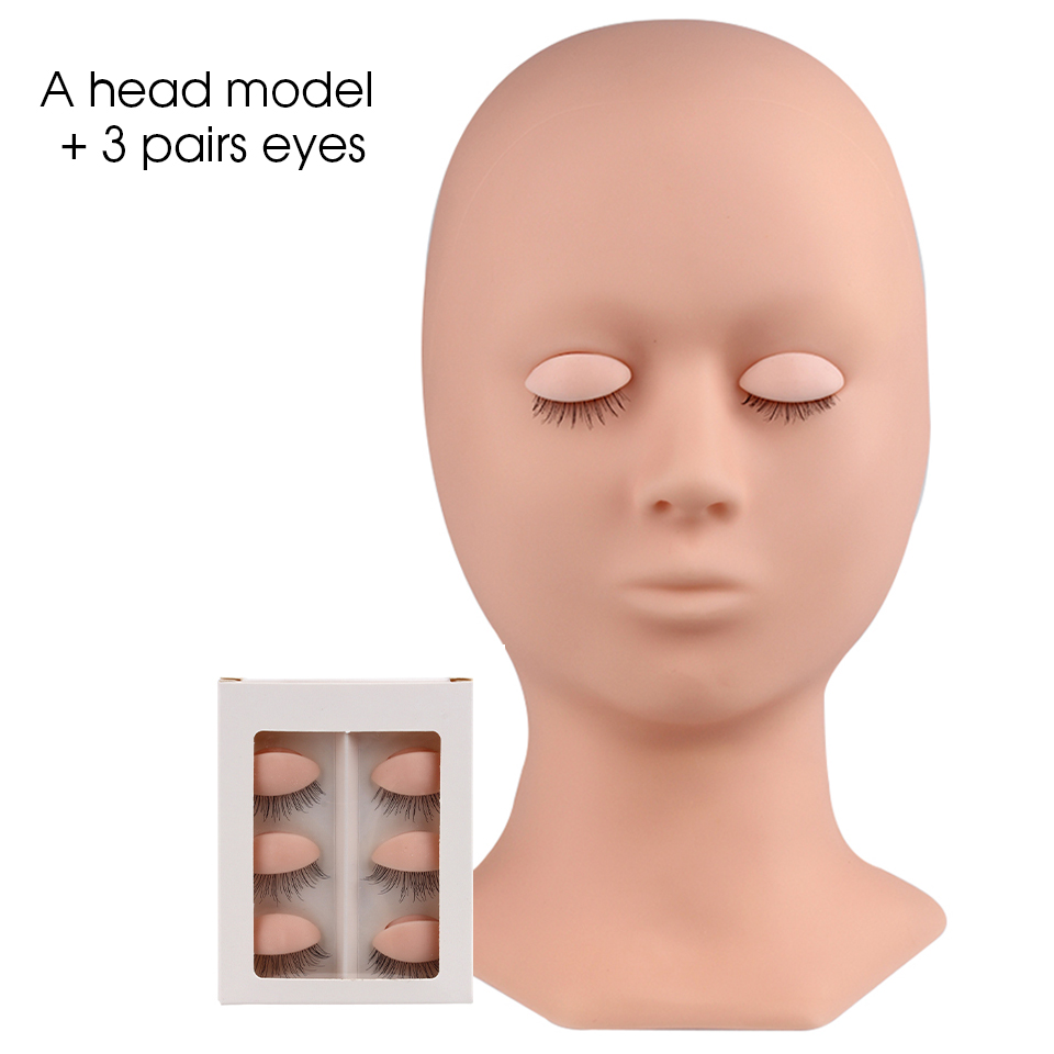 THINKSHOW práctica extensión de pestañas cabeza de maniquí con párpados maniquí rosa/Natural/marrón cabeza de entrenamiento herramientas de maquillaje: Rojo rosado
