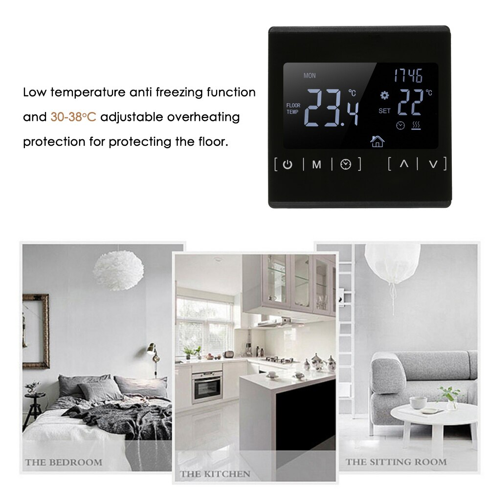 LCD Touching Screen Thermostat Smarts Thermostat Warm Floor Heating System Water Heating Thermoregulator AC85-240V For Home