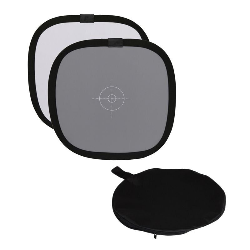 Foldbar grå kort reflektor hvidbalance dobbelt ansigts fokuseringsbræt bærbart 30cm 18%  fokusbræt med bæretaske