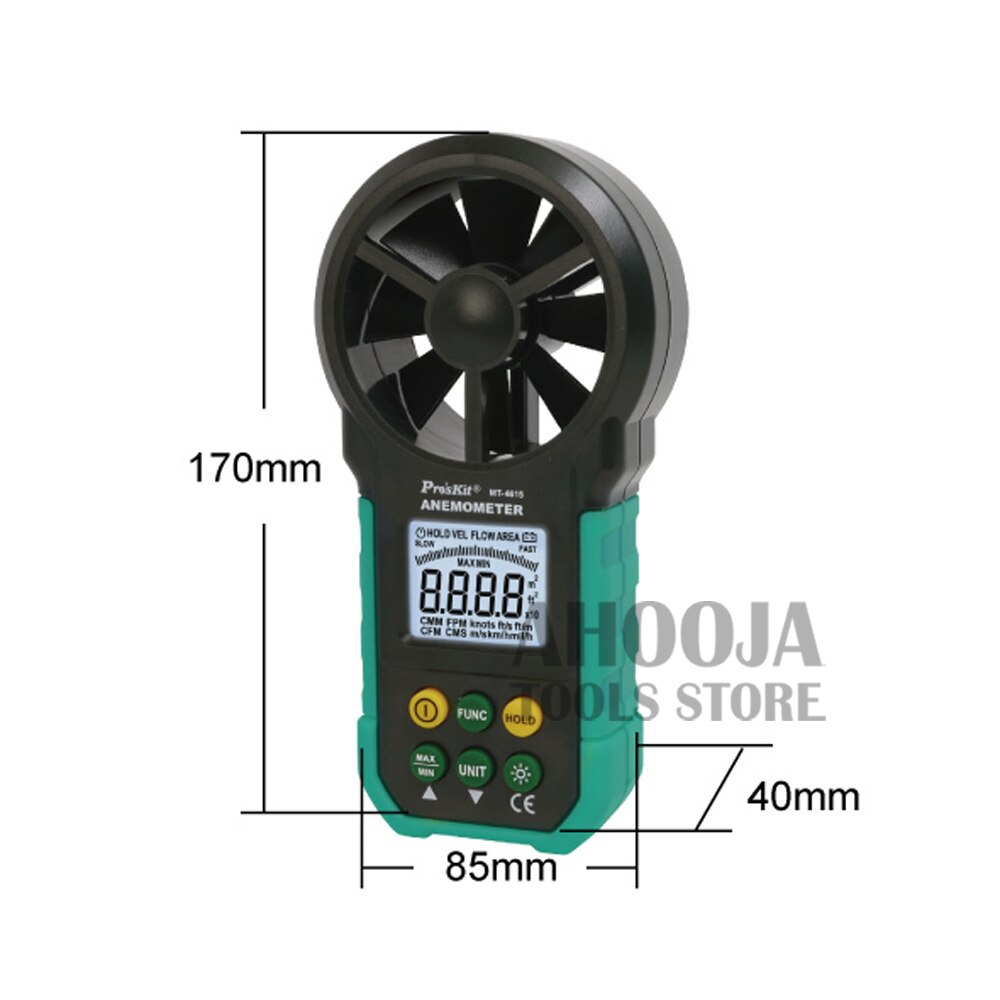 Pro&#39;skit-Anemómetro Digital multifunción de mano, anemómetro MT-4615, medidor de volumen de aire, instrumento de medición de velocidad del viento