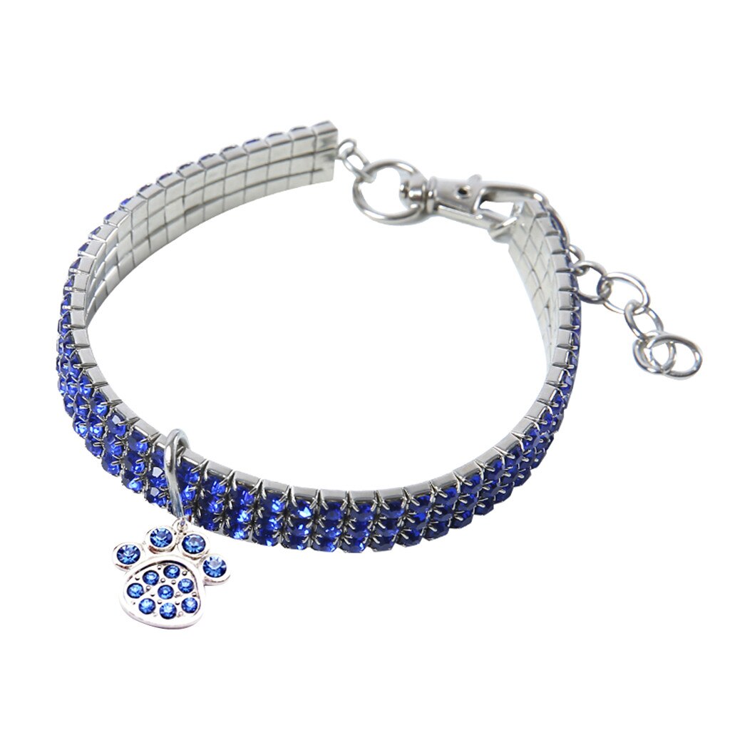 Trsnser-Collar para perro con diamantes de imitación, Mini Collar blanco para perros de compañía, Gargantilla ostentosa, Perros pequeños para mascotas: BU / S