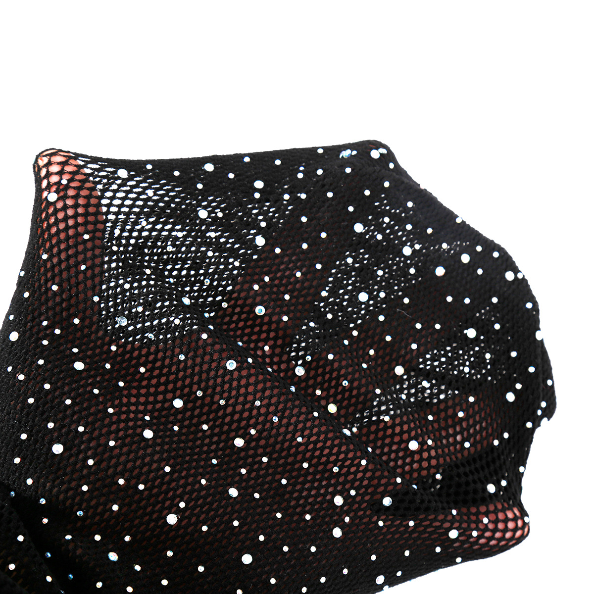 Svart spets unisex sexig huvudmask blingfärgad diamant ansiktsskydd för cosplay festbal prestanda mask huvudbonad