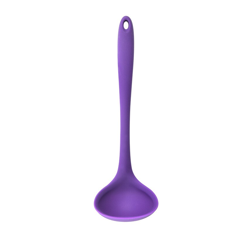 1 Piece Thickened Silicone Soup Spoon Cooking Spoon Porridge Spoon Kitchen Utensils 20.5x6.5cm: purple