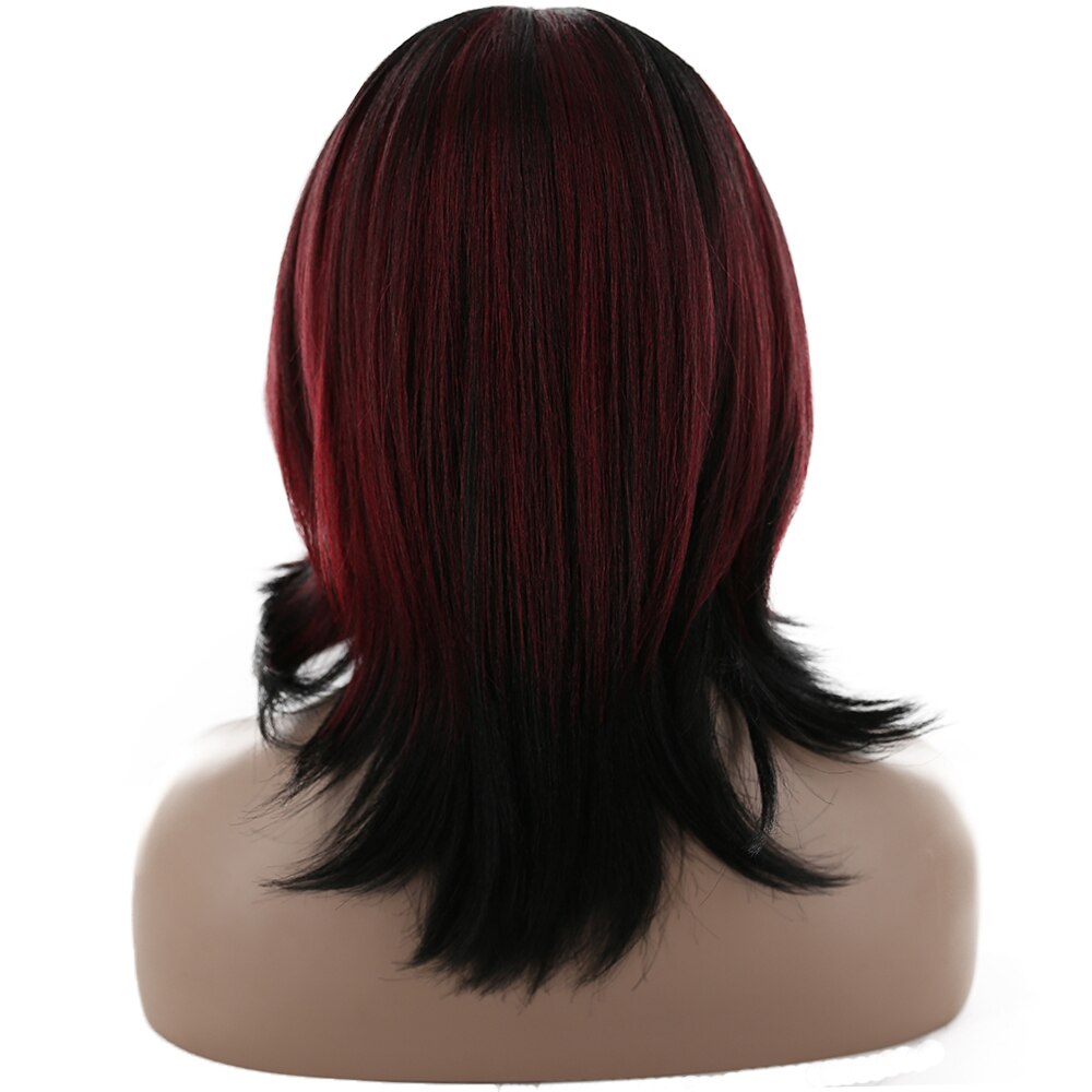 Brown Color Synthetic Hair Wigs With Bangs Side Part X-TRESS High Temperature Fiber Glueless Hairpiece Straight Women Short Wig: OS99JPU