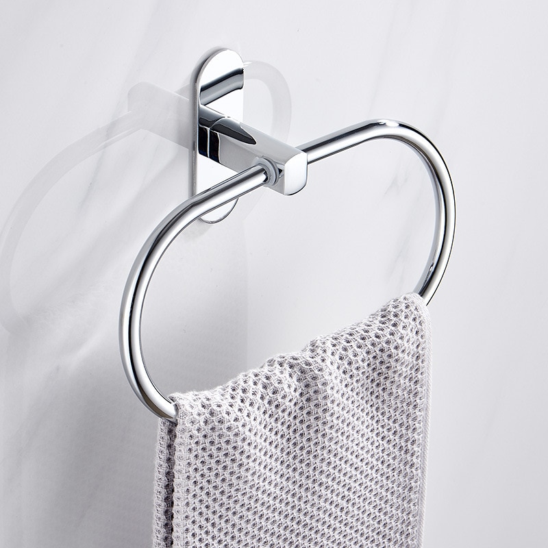 European Oval Towel Ring Self Adhesive Wall-mounted Kitchen Bathroom 304 Stainless Steel Hand Rag Towel Rails Holder Hardware