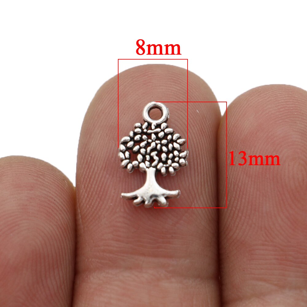 10Pcs Tibetaanse Silver Tone Plated Tree Of Life Charms Hangers Voor Armband Ketting Sieraden Maken Diy Handgemaakte 13x8mm