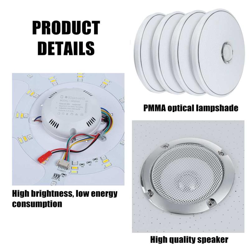 Smart LED APP + Remote Control Bluetooth Speaker with RGB Dimmable Ceiling Light Panel Lamp Loundspeaker Player For Kids Bedroom
