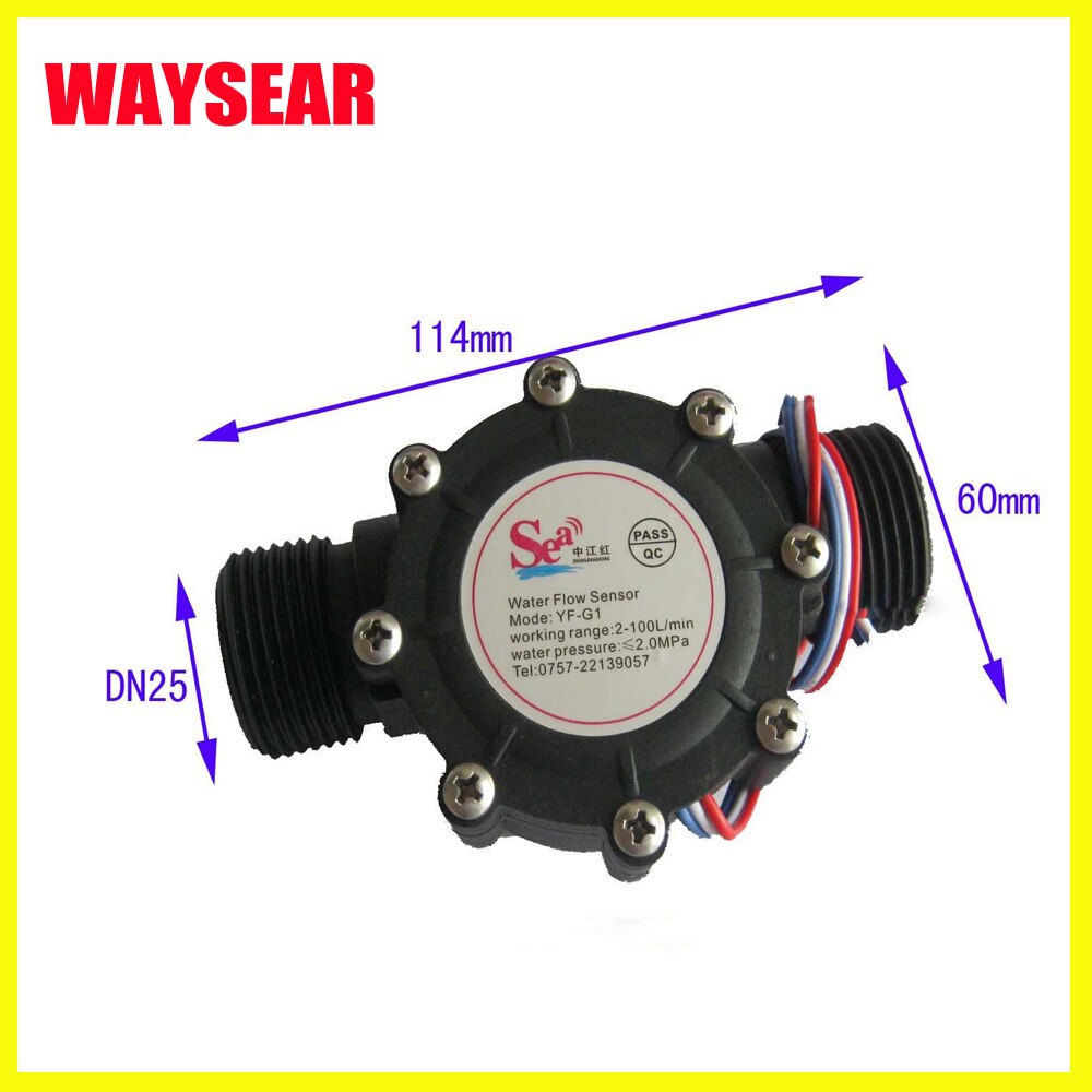 DN25 pipe 1'' water flow hall sensor Hall Flowmeter , flow meter Control Water 2-100L/min tools