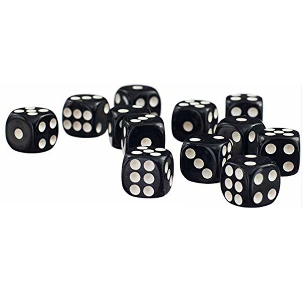 50 stuks 12mm Zwart Acryl Dobbelstenen Ronde Zes Zijdige D6 D & D RPG KTV Bar Party Dice Game: Default Title
