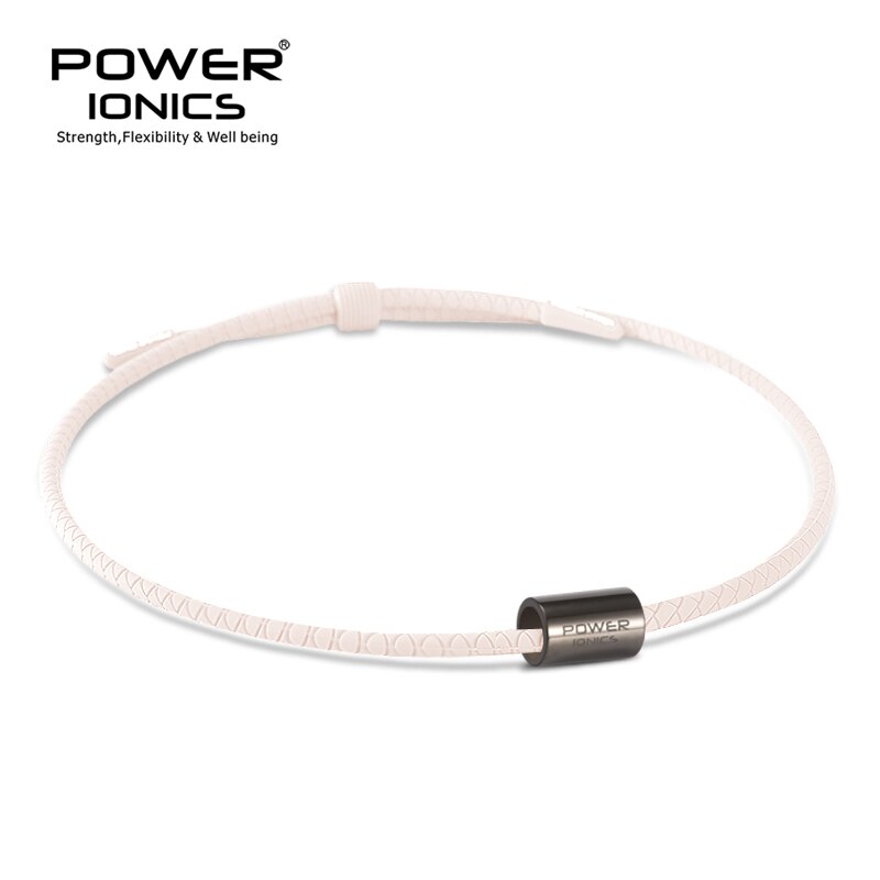 [FDA Registration】Power Ionics 3000, aniones de para la salud, collares de silicona ecológica de titanio deportivos para mujeres y hombres, colgante con letras gratis: White-GunGray / SM(Max to 48cm)