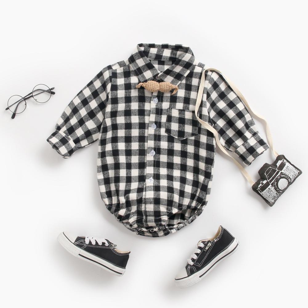 Baby Boy Baby Kleding Herfst En Winter Baby Romper Plaid Baby Boy Romper Lange Mouw