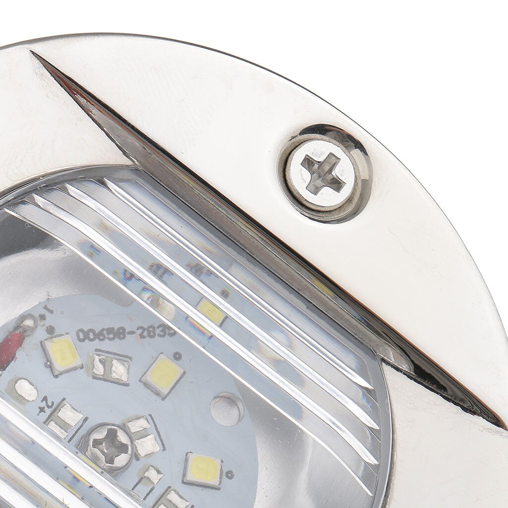 12V Round Marine Navigation Light Stainless LED Transom Mount Stern Anchor Lights Flush Mount, Waterproof, Dia. 75mm