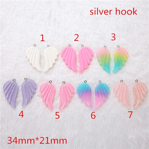 5 pair/lot 40*23mm Cute glitter Angel Wings For for Handmade Decoration Bracelets Necklace earring key chain Jewelry Making: Default Title