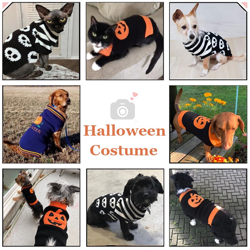 Cute Pumpkin Dog Sweater Halloween Pet Clothes for Dog Cat Party Costume Puppy Jumpers Dog Knitwear Chihuahua Apparel