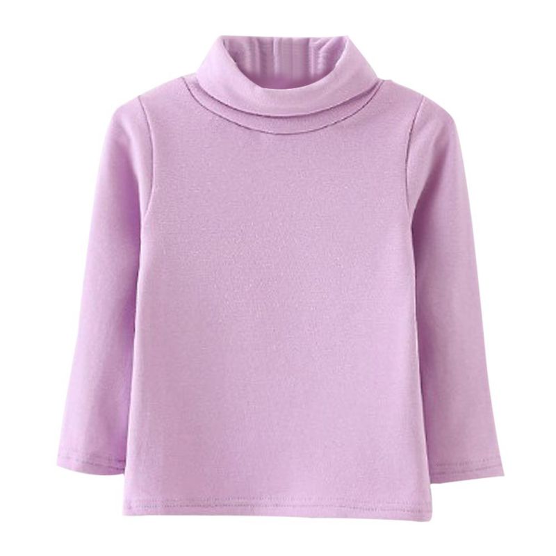 Winter Baby Jongens Meisjes Lange Mouwen Coltrui T-shirt Dieptepunt Shirt Katoen kinderen Lange Mouw T-shirt: purple / 4T