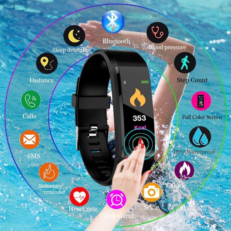 Horloge Armband Waterdichte Horloges Voor Mannen Vrouwen Sport Fitness Tracker Horloge met Hartslag Stap Teller IP67 Smart Armband