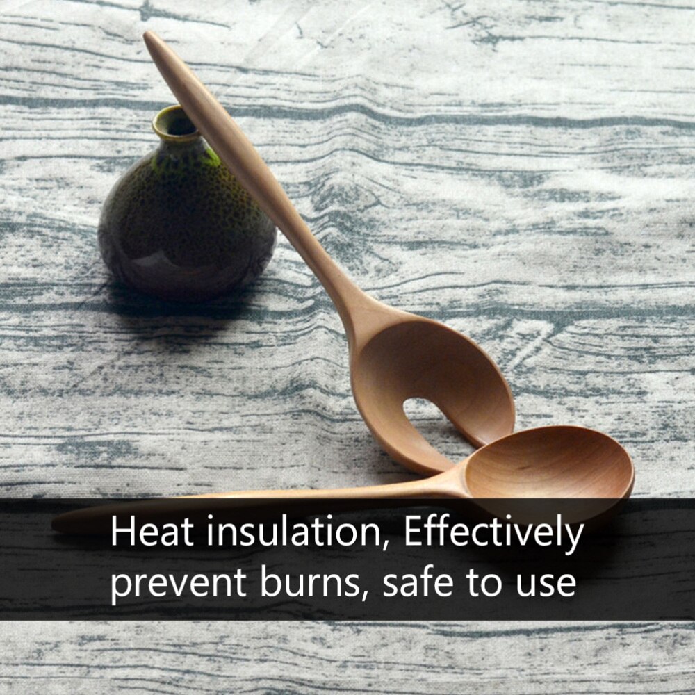 1 Set 2pcs Salad Spoon Round Wood Spoon and Fork Salad Servers Wood Color