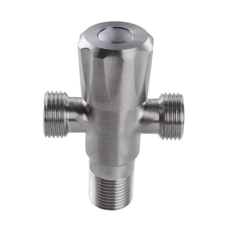 KES SUS304 Stainless Steel Quarter Turn Angle Valve 1/2-Inch IPS 3-Way T-Valve, Brushed Finish, K1152