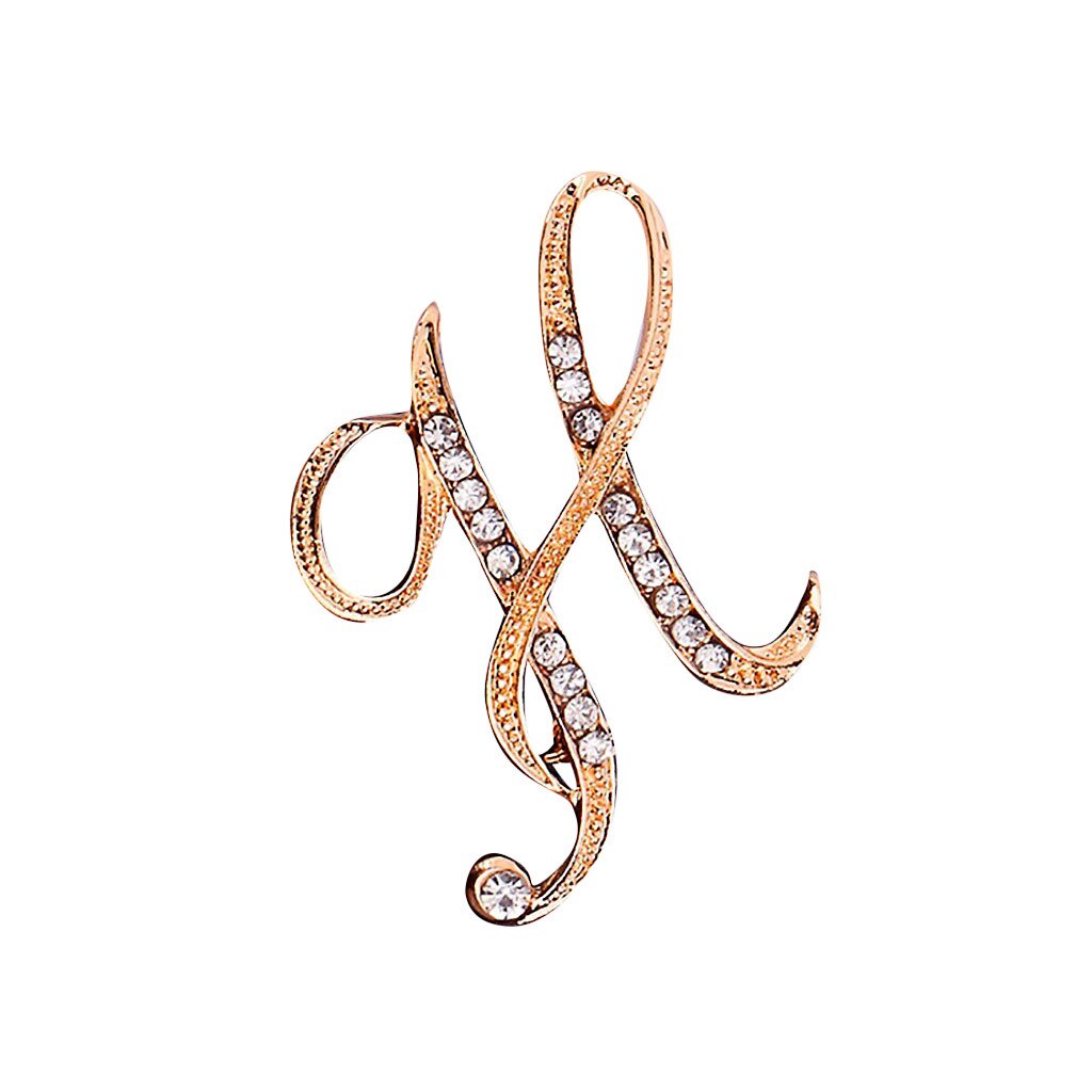 1PC Crystal 26 English Letters Brooch Metal Vintage Women Pin Couple Memorial Jewelry Love Party Garment Accessories #1029