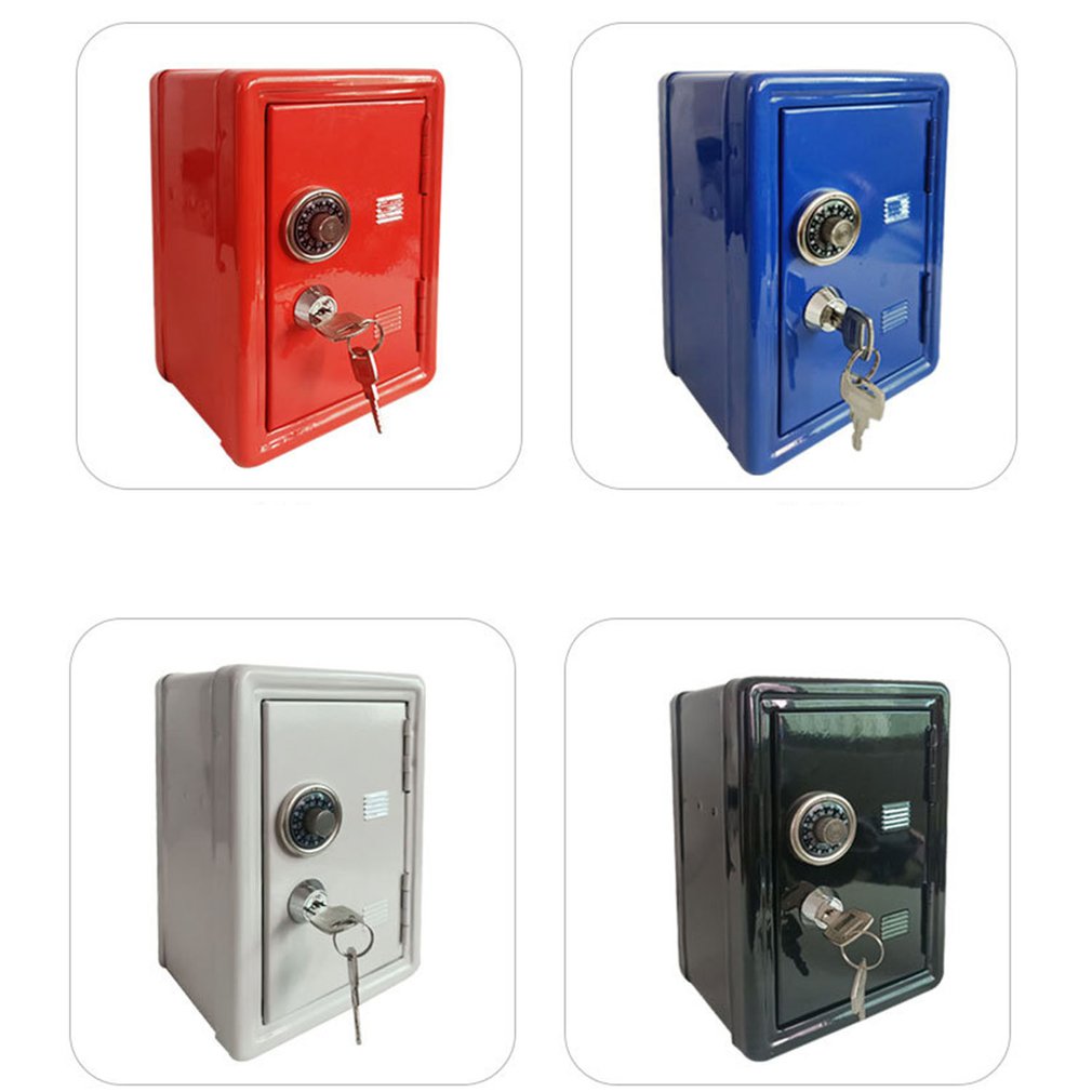 Household Insurance Box Mini Metal Safe Piggy Bank Key Insurance Cabinet Desktop Decoration