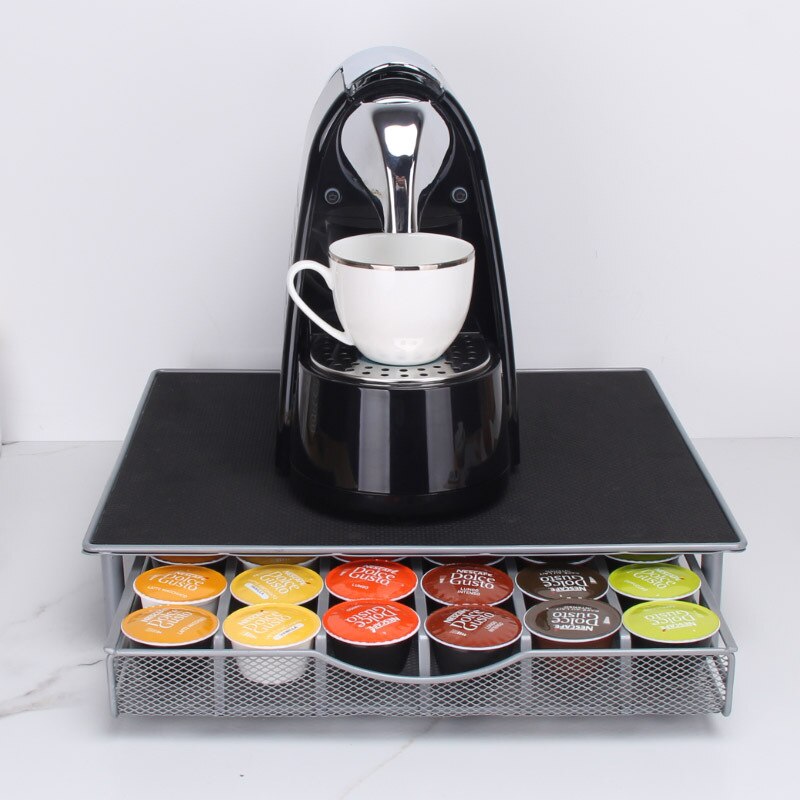 Soporte de almacenamiento práctico para cápsulas de café, organizador de cápsulas de café Dolce Gusto, estante de hierro