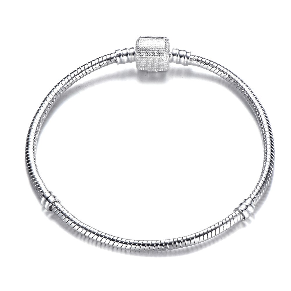 17-21cm Silber Farbe Liebe Schlange Kette Armbinde passen Original Perlen Charme DIY Perle Armreifen Schmuck Machen