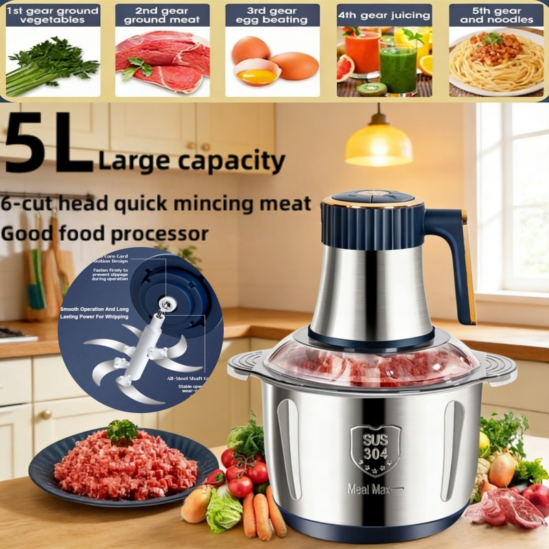 Electrical Food Crusher Multfunctional Household Meat Grinder Stainless Steel Meat Vegetable Garlic Mincer Baby Food Blender