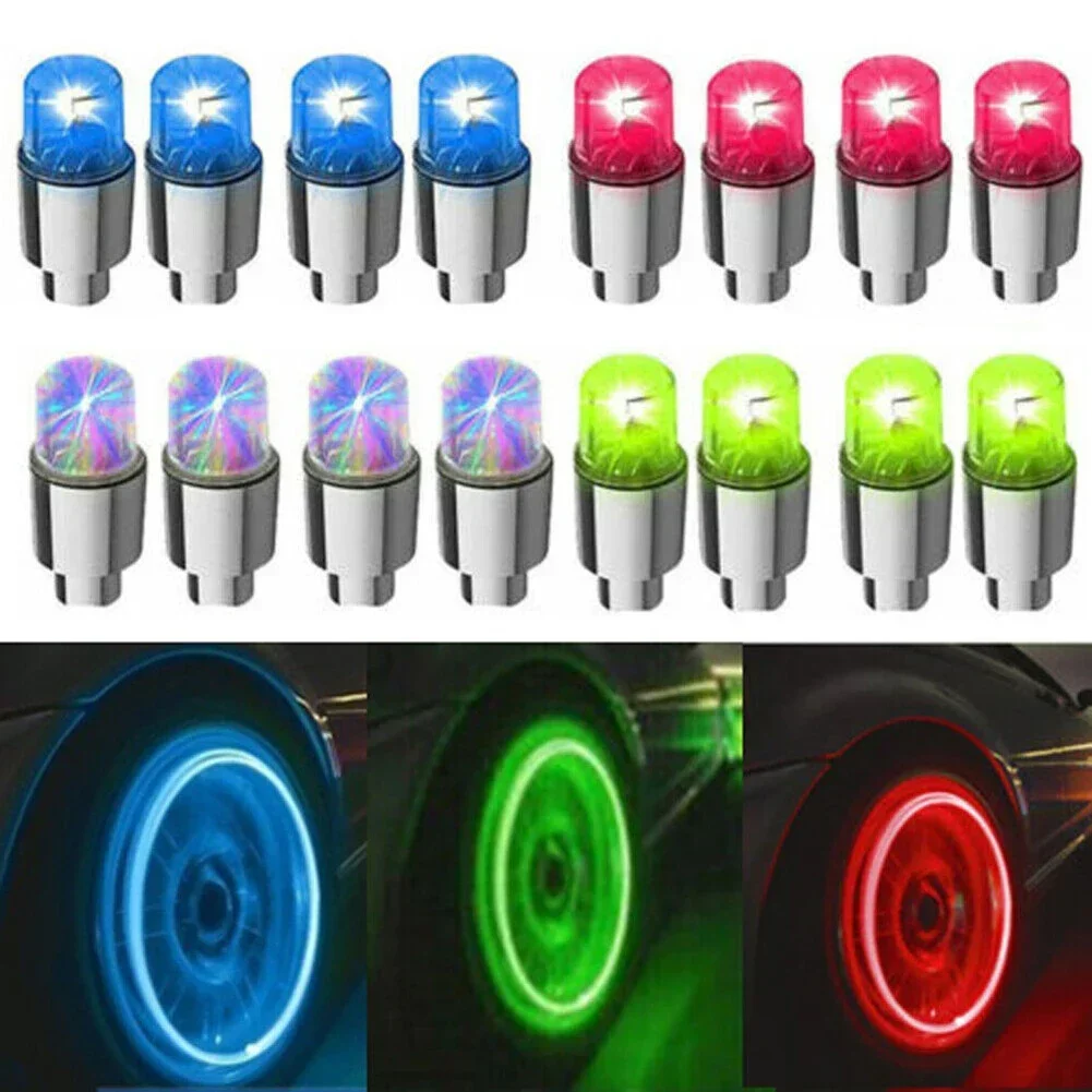 Luces LED para neumáticos de ruedas de coche, luz azul/roja/verde/colorida apta para bicicleta, coche, motocicleta, accesorios de decoración de neumáticos de coche, 2 uds.