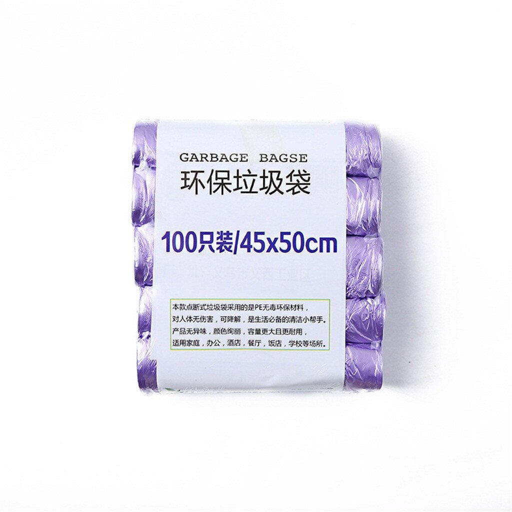 5 Rolls 100PC Trash Bags Garbage Bag Durable Disposable Plastic Household Kitchen Trash Bags мешки для мусора@30: Purple 