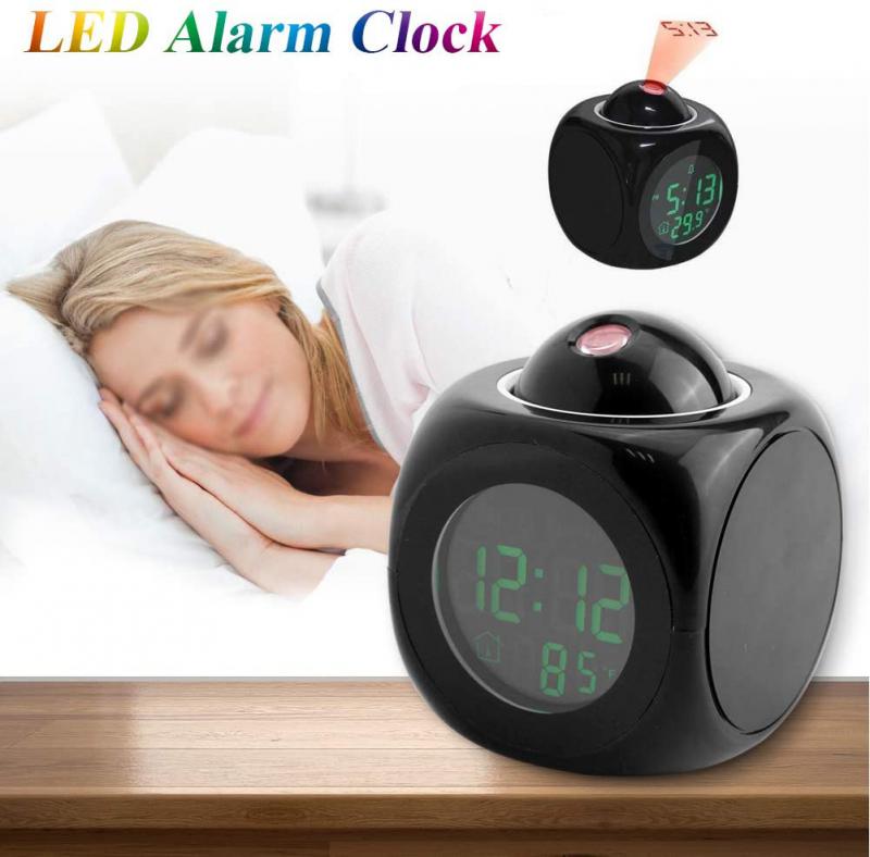 USB Projektion Wecker Decke Display Snooze Schreibtisch Tisch Uhr Englisch Stimme Zeit Multi-funktion Digitale Projektion Uhr