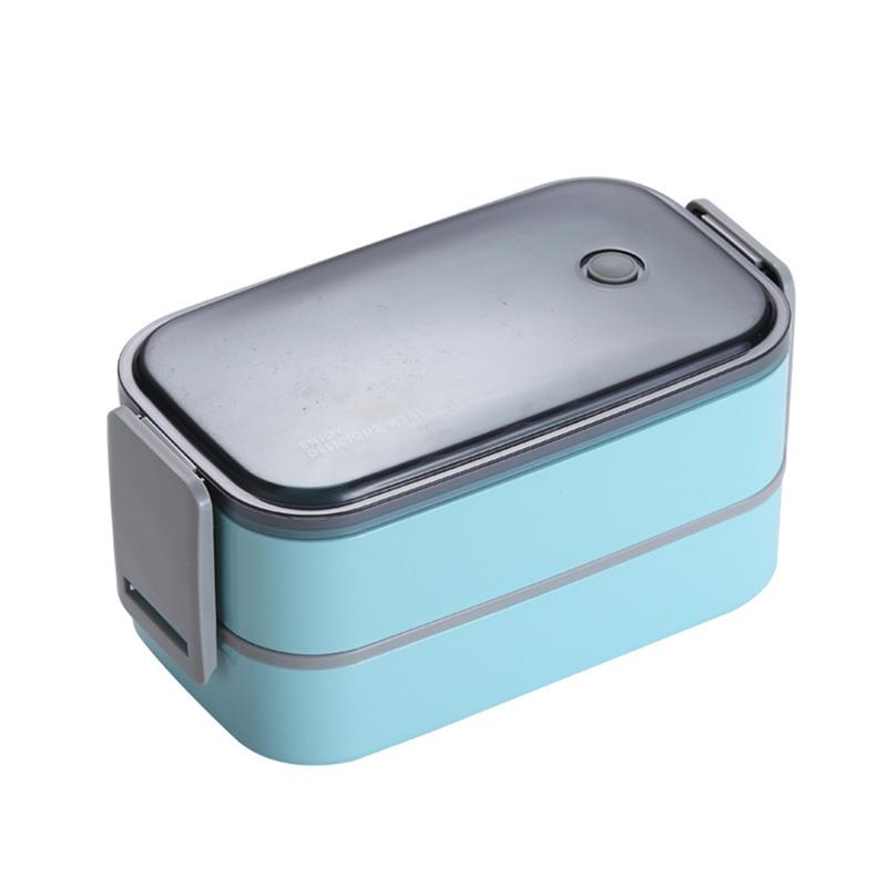 1Pc Dubbeldeks Maaltijd Doos Dubbeldeks Draagbare Maaltijd Doos Verpakt Voedsel Box Container Voor Takeaway (Sky-Blauw)