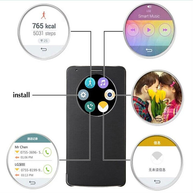 Smart view flip cover leren telefoonhoesje voor lg  g3 g 3 d850 d851 d852 d855 lgg 3 5.5 '' schokbestendige hoesjes snel antwoord slaap waken