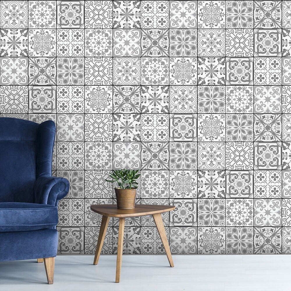 10pcs PVC bathroom anti-slip floor tiles tile floor waterproof stickers wall stickers wall decoration kitchen oil proof wallpape