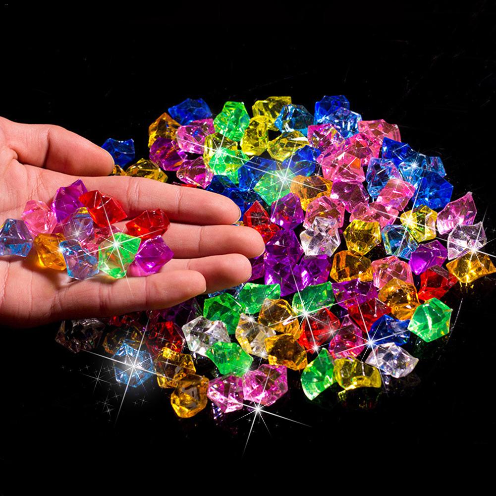 200PCS Plastic Gems Ice Grains Colorful Small Stone Children Jewels Acrylic Gems Pirate Treasure Chest DIY Crafts Pendant