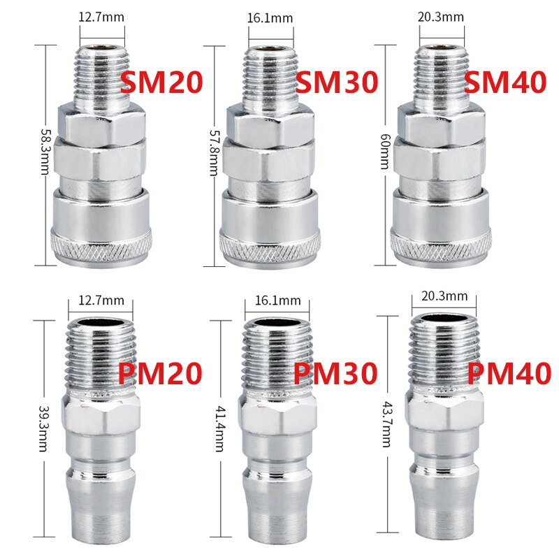 Accesorios Neumáticos tipo C, acoplamiento rápido de alta presión, manguera de compresor de aire, enchufe de acoplamiento rápido, Conector de compresor