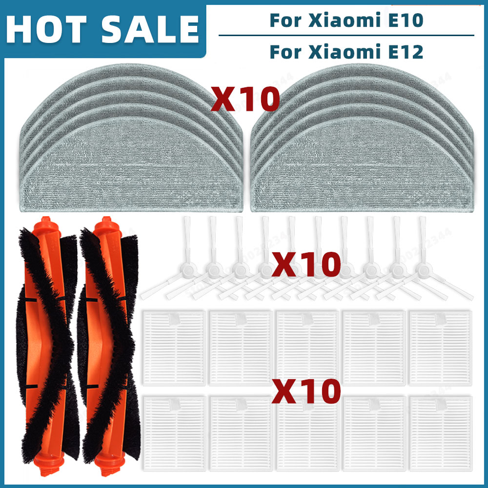 Piezas de repuesto accesorios para Xiaomi Robot Vacuum E10 E12 E10C C103 Mijia 3C Plus / 3C Pro, cepillo lateral principal, filtro, mopa: Verde