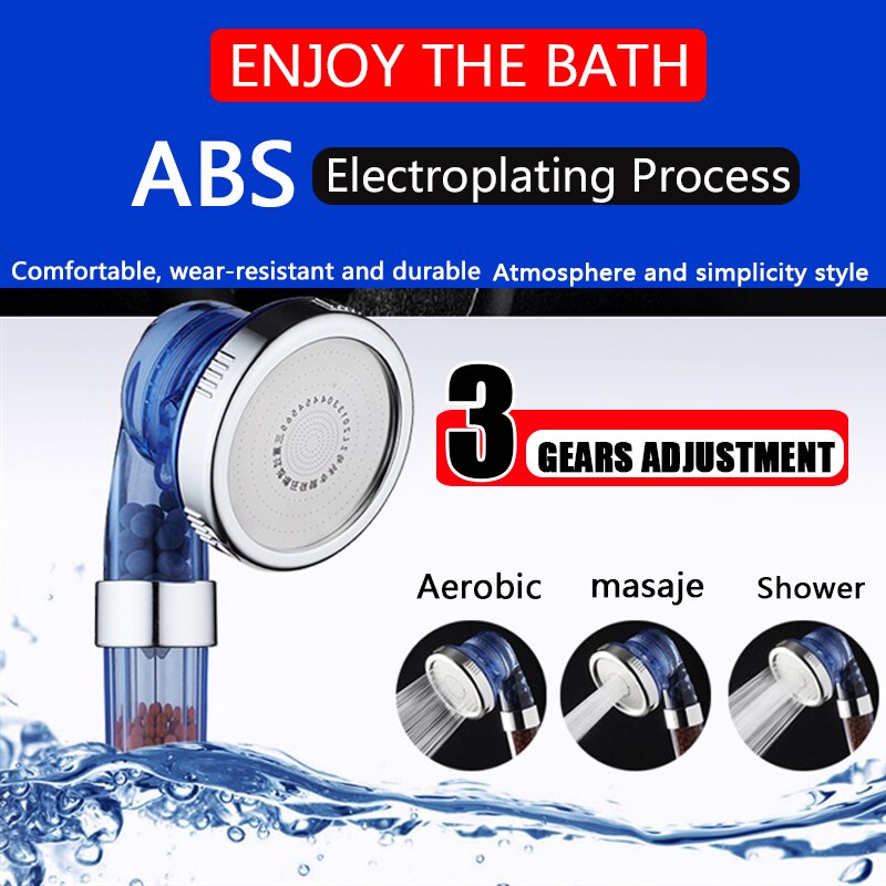 3in1 Schlecht Zubehör Regen Dusche Kopf Druck sparen Wasser Anion Ball Filter Einstellbare Dusche Halterung Mit Schlauch Stehen