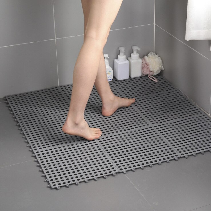 Alfombra antideslizante para baño, tapete de pies de empalme anticaída para cuarto de baño, alfombra impermeable para suelo: Gris oscuro