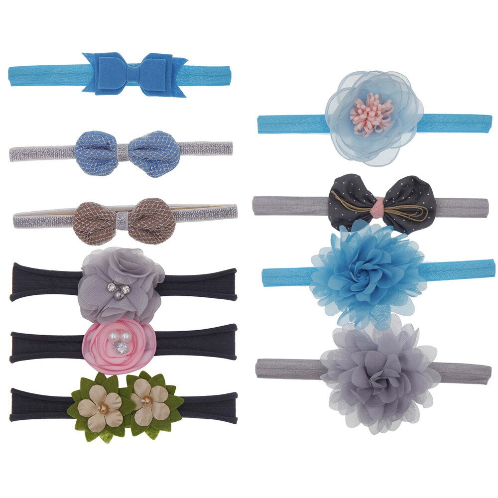 10 Uds niños Floral diadema de pelo niñas bebé accesorios de lazo diadema conjunto lindo Diadema con lazo para bebé para niña bebé Accesorios: A