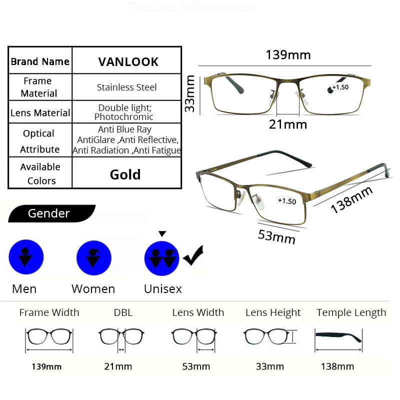 Bifocal Reading Glasses Computer Photochromic Chameleon Lens Anti Blue Ray Light Blocking Men Women Sight Eyeglasses +1.5 2 2.5