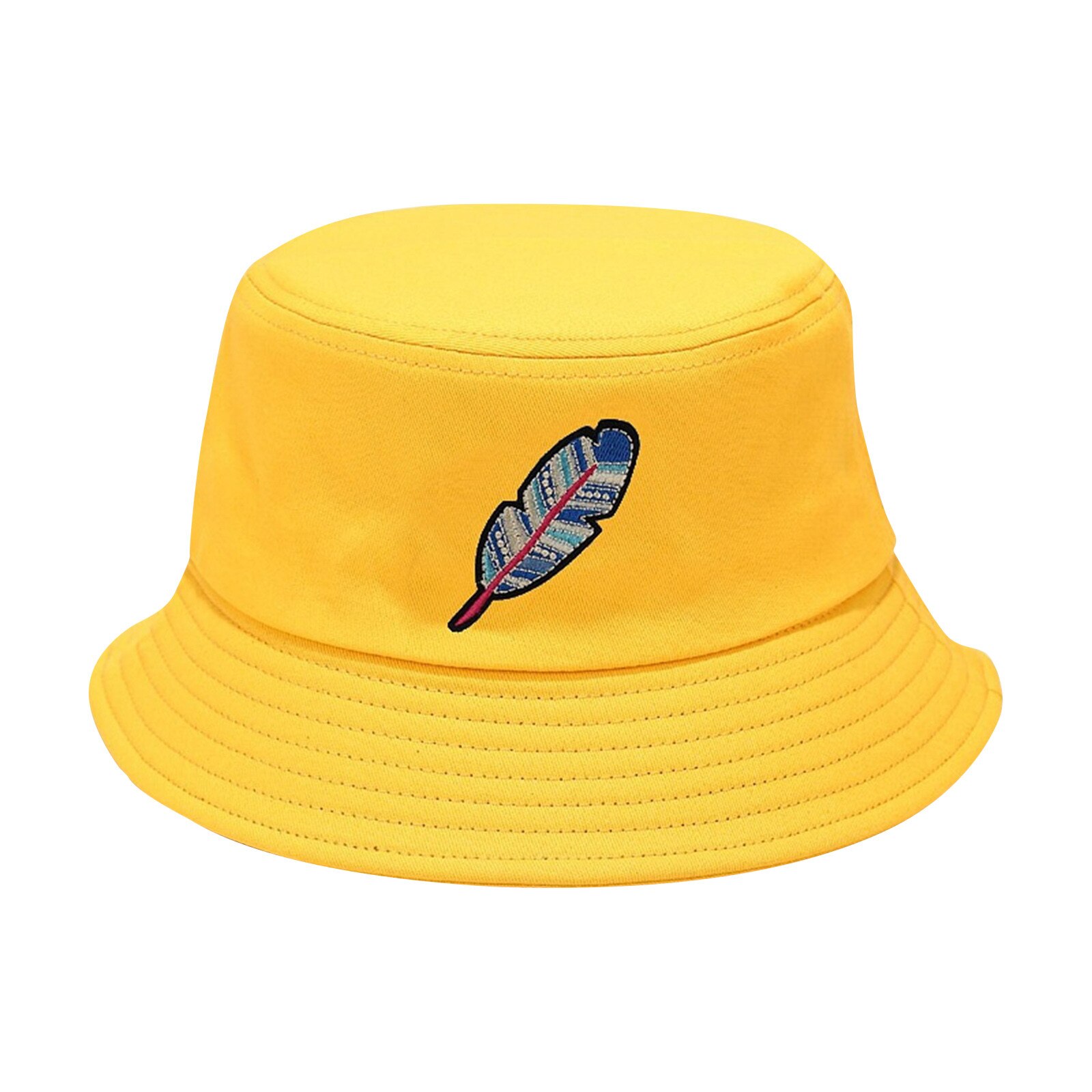 Veer Print Emmer Hoed Unisex Adult Casual Zonnescherm Cap Eenvoudige Mode Visser Hoed Bekken Hoed Zomer Emmer Hoeden: YELLOW