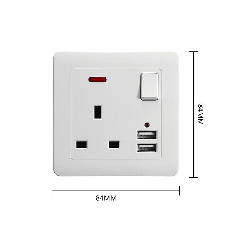 13A Dubbele Muur Uk Plug Socket 2 Gang Multifunctionele Socket Met Usb Lader 2 Port Muur Outlets Vlakke Plaat huis Decor