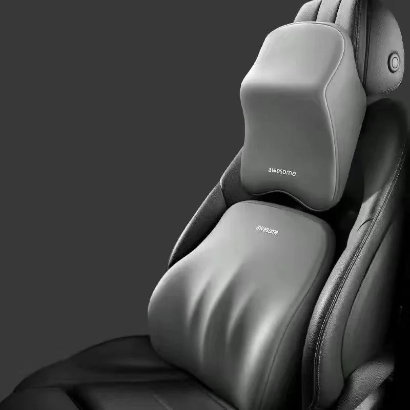 Reposacabezas de coche, almohada para el cuello, soporte lumbar, soporte lumbar, almohadilla lumbar montada en el coche, soporte lumbar, cojín de asiento de algodón con memoria: YELLOW