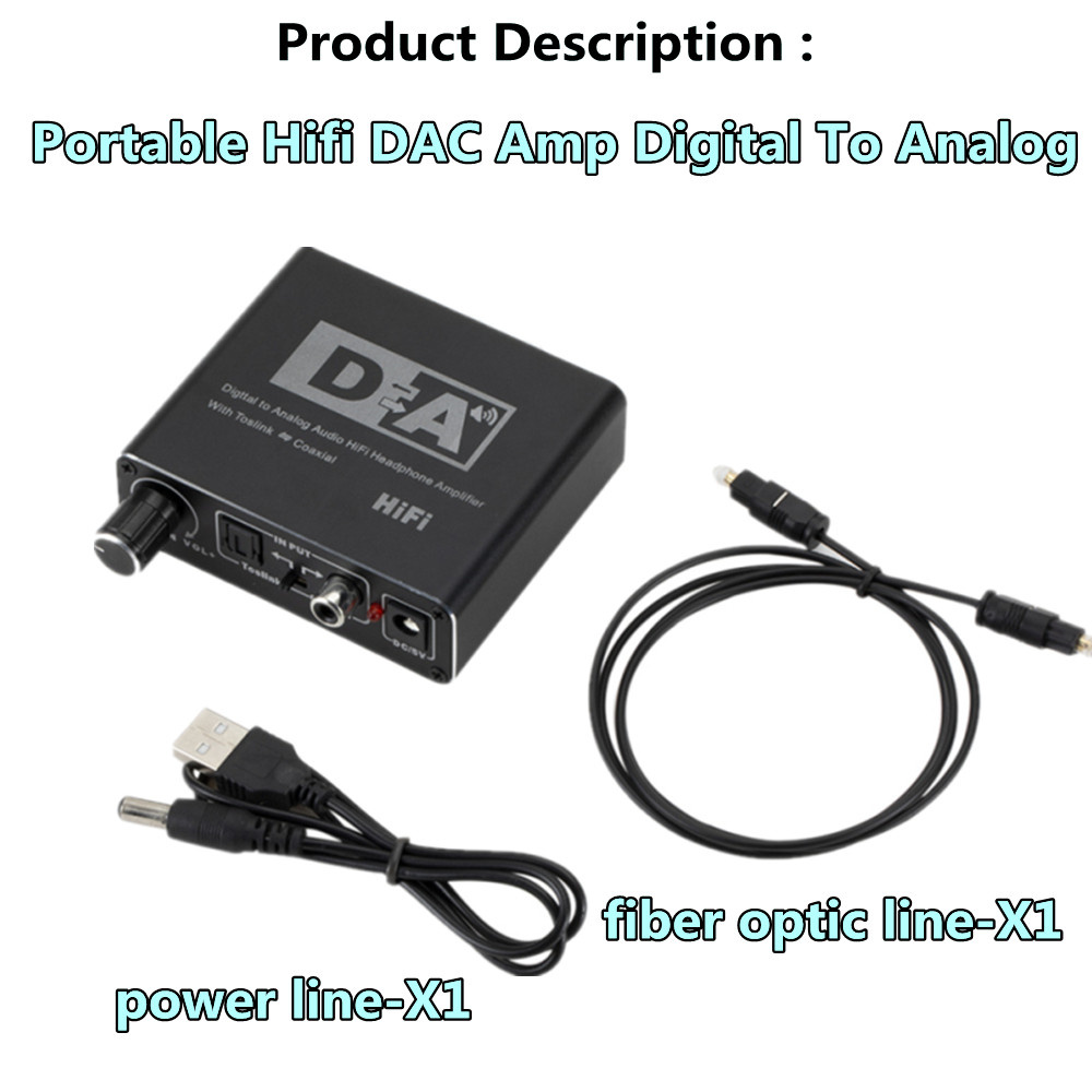 Draagbare Hifi Dac Amp Digitale Audio Analoog Converter Rca 3.5Mm Hoofdtelefoon Versterker Toslink Optische Coaxiale Uitgang Dac 24bit: Default Title