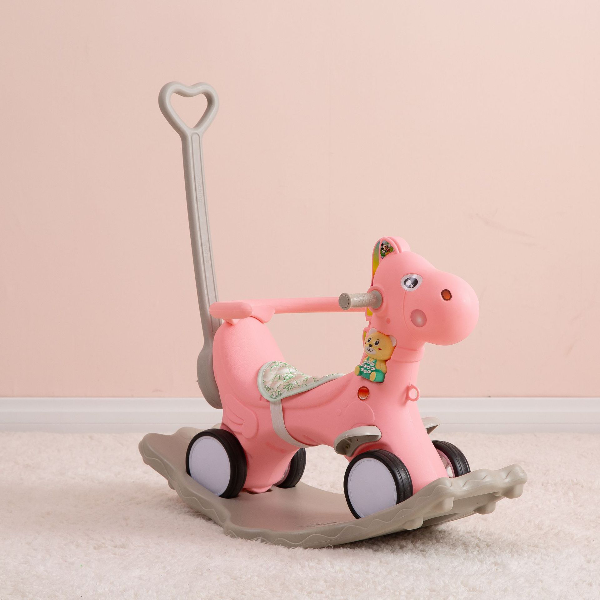 Chaise à bascule cheval plastique | Multifonction, d'anniversaire, chaise balançoire, poussette pour bébé de 1 à 5 ans,: Orange